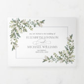 Eucalyptus Botanical Sage Green Meals Weddenschap Drieluik Uitnodiging (Cover)