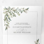 Eucalyptus Botanical Sage Green Meals Weddenschap Drieluik Uitnodiging (Binnenzijde eerst)