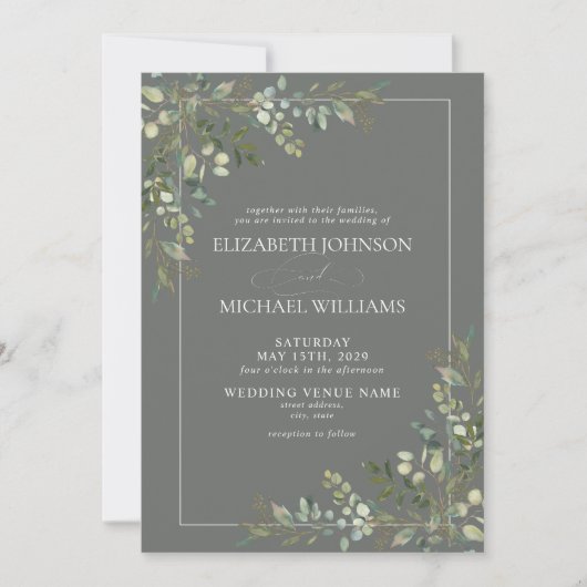 Eucalyptus Botanical Sage Green Photo Weddenschap Kaart (Voorkant)