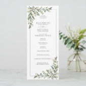 Eucalyptus Botanical Sage Green Script Weddenschap Programma (Staand voorkant)