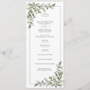 Eucalyptus Botanical Sage Green Script Weddenschap Programma