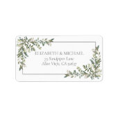 Eucalyptus Botanical Sage Green Weddenschap Addres Etiket (Voorkant)