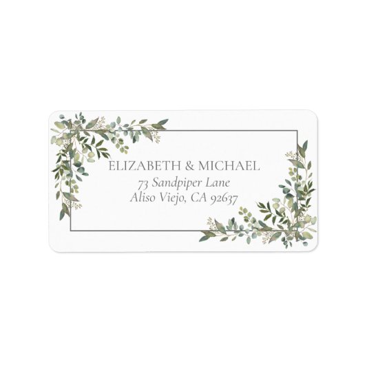 Eucalyptus Botanical Sage Green Weddenschap Addres Etiket (Voorkant)