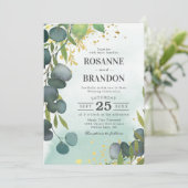 Eucalyptus Botanical Wedding Kaart (Staand voorkant)