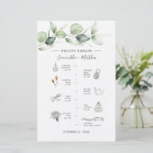 Eucalyptus Botanical Weduwprogramma Briefpapier (Staand voorkant)