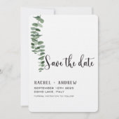 Eucalyptus botanisch Bruiloft elegant modern eenvo Save The Date (Voorkant)