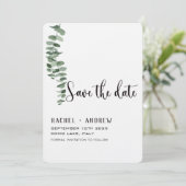 Eucalyptus botanisch Bruiloft elegant modern eenvo Save The Date (Staand voorkant)