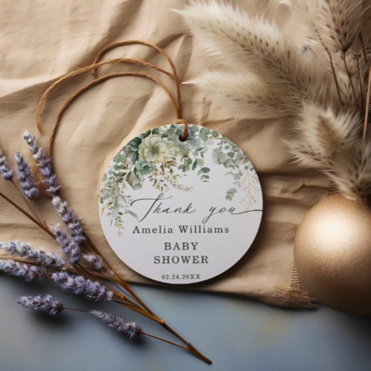 Eucalyptus Botanisch Goud Baby shower Dank u Bedankjes Labels