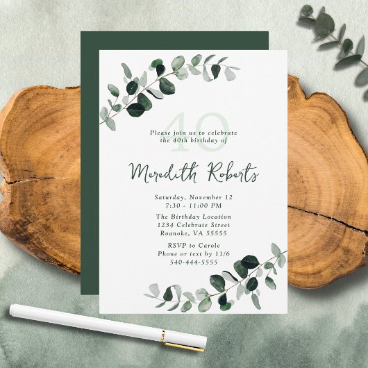 Eucalyptus Botanisch groen 40e verjaardag Kaart