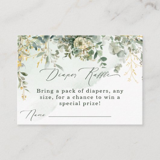 Eucalyptus Botanisch Groen Bloemen Luier Raffle Informatiekaartje (Voorkant)