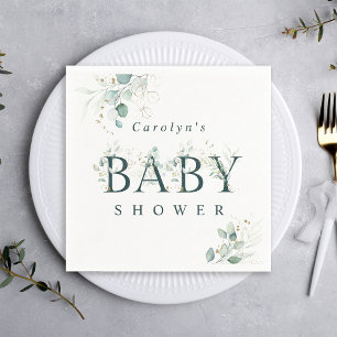 Eucalyptus Botanisch Groen Letter Baby shower Servet