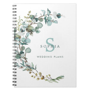 Eucalyptus Botanisch Monogram Huwelijk Notitieboek
