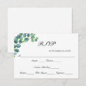 Eucalyptus Botanisch Schrift Modern Elegante Trouw RSVP Kaartje (Voorkant / Achterkant)