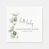 Eucalyptus Botanisch Script Baby shower Papier Servet (Voorkant)