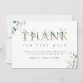 Eucalyptus Botanische brief Goud & Groen Bedankkaart (Voorkant)