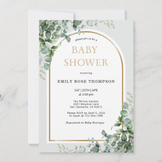 Eucalyptus Botanische Brief Gouden Baby Shower  Kaart