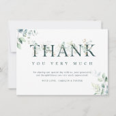 Eucalyptus botanische brief groen en wit bedankkaart (Voorkant)