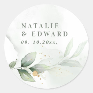 Eucalyptus botanische bruiloft ronde sticker