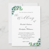 Eucalyptus Botanische Elegant Script Modern Wedden Kaart (Voorkant)