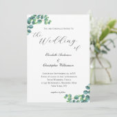 Eucalyptus Botanische Elegant Script Modern Wedden Kaart (Staand voorkant)