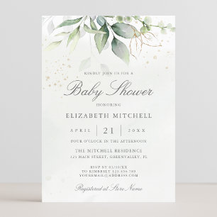 Eucalyptus Botanische Goud Moderne Baby Shower Kaart