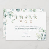 Eucalyptus Botanische Letter Baby Shower Bedankkaart (Voorkant / Achterkant)