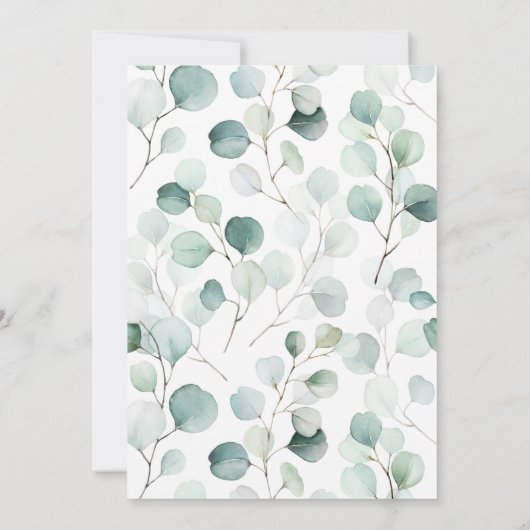 Eucalyptus Botanische Letter Gold Girl Baby shower Kaart (Achterkant)