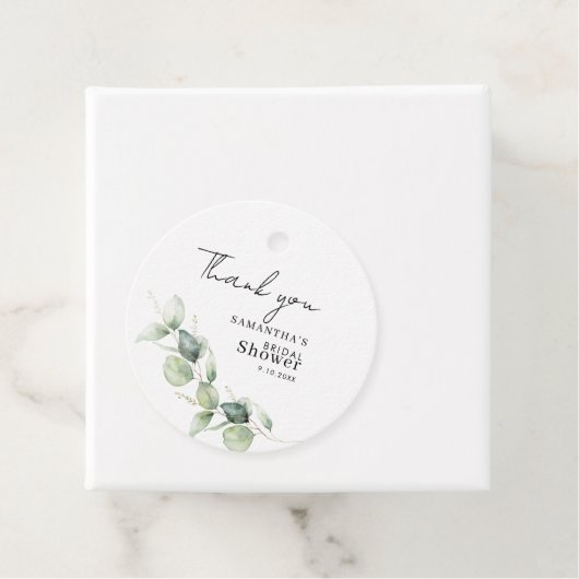 Eucalyptus botanische minimalistische bruidsuitnod bedankjes labels (In situ)