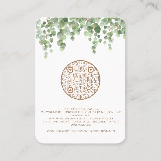 Eucalyptus Botanische QR Code Weddenschap Visitekaartje (Achterkant)