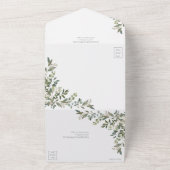 Eucalyptus Botanische Sage Green Script Weddenscha All In One Uitnodiging (Buitenkant)