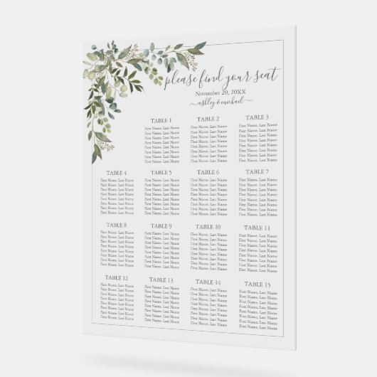 Eucalyptus Botanische Sage Green Weddenschap Acryl Bord (Hoek)