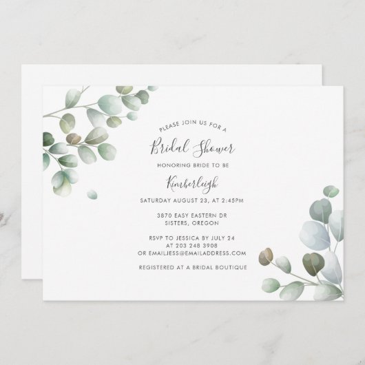 Eucalyptus Botanische Script Vrijgezellenfeest Kaart (Voorkant / Achterkant)