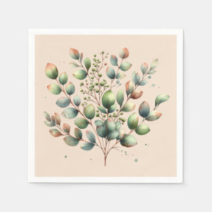 Eucalyptus botanische waterverf crème gekleurd servet