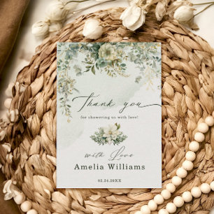 Eucalyptus Botanische Waterverf Groen Baby shower Bedankkaart