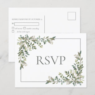 Eucalyptus Botanische Wijze Groene Bruiloft RSVP Uitnodiging Briefkaart