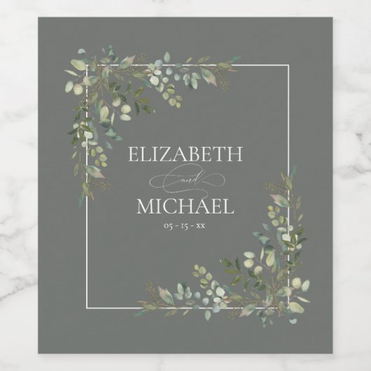 Eucalyptus Botanische Wijze Groene Bruiloft Wijn L Wijn Etiket (Enkel label)