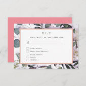 Eucalyptus Bouquet met roze rand RSVP (Voorkant / Achterkant)