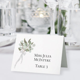 Eucalyptus Bouquet Wedding DIY Fold Place Card Kaart