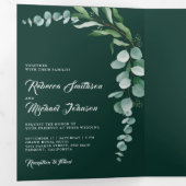 Eucalyptus Branch Photo QR Code Emerald Wedding Drieluik Uitnodiging (Binnenzijde eerst)