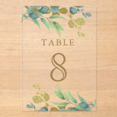 Eucalyptus Branch Wedding Acrylic Table Number Acryl Uitnodigingen (Voorkant)