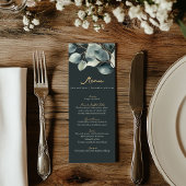 Eucalyptus branche or vert foncé menu mariage
