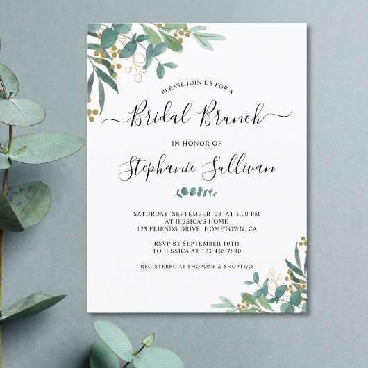 Eucalyptus Bridal Brunch Invitation Carte postale