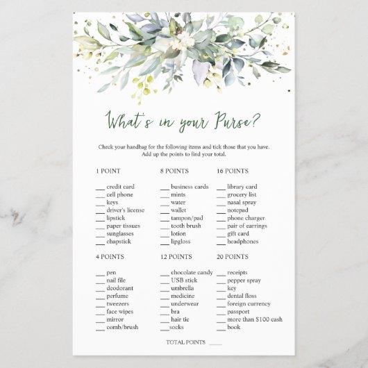 Eucalyptus Bridal Spelen voor weddenschappen Flyer (Voorkant)