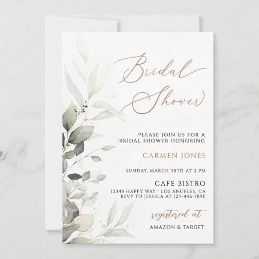 Eucalyptus bruidsdouche uitnodiging Sjabloon groen (Voorkant)