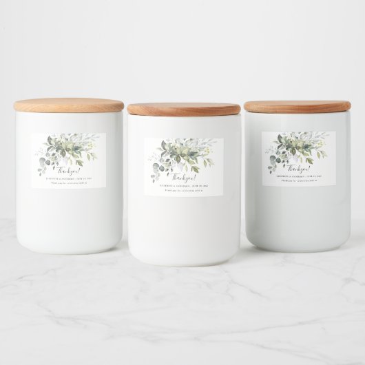 Eucalyptus bruiloft Dank u gunst Voedselcontainer Etiket (Flessen)
