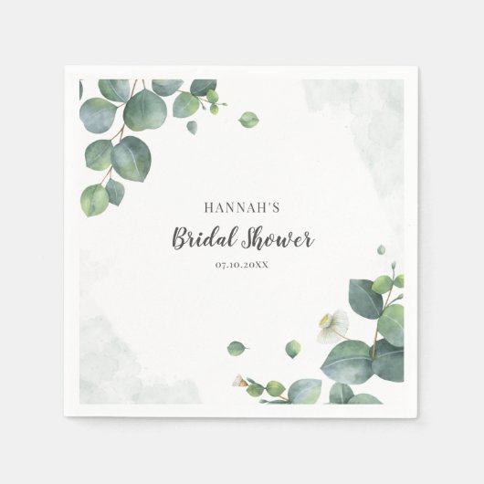 Eucalyptus Bruiloft Feest Scriptie Papier Servet (Voorkant)