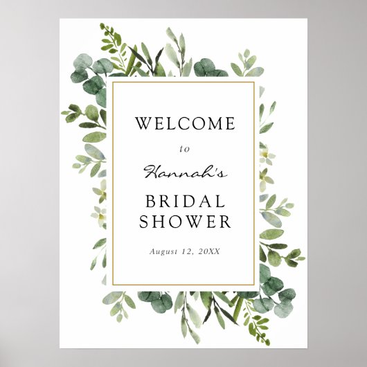 Eucalyptus Bruiloft Feest Welkomstbord Poster (Voorkant)