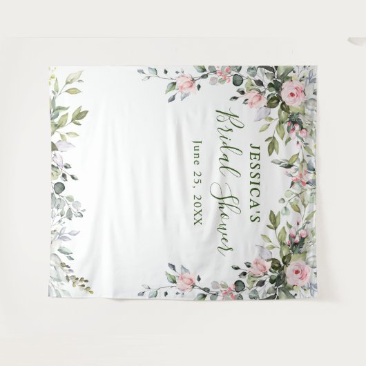 Eucalyptus Bruiloft Feestelijke Chique Fotocabine Wandkleed (Voorkant (horizontaal))