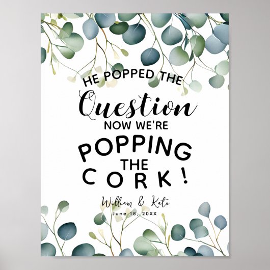 Eucalyptus bruiloft groen VERLOVING Aankondigen Poster (Voorkant)