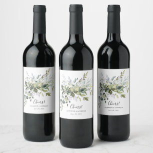 Eucalyptus bruiloft gunsten wijn label etiket